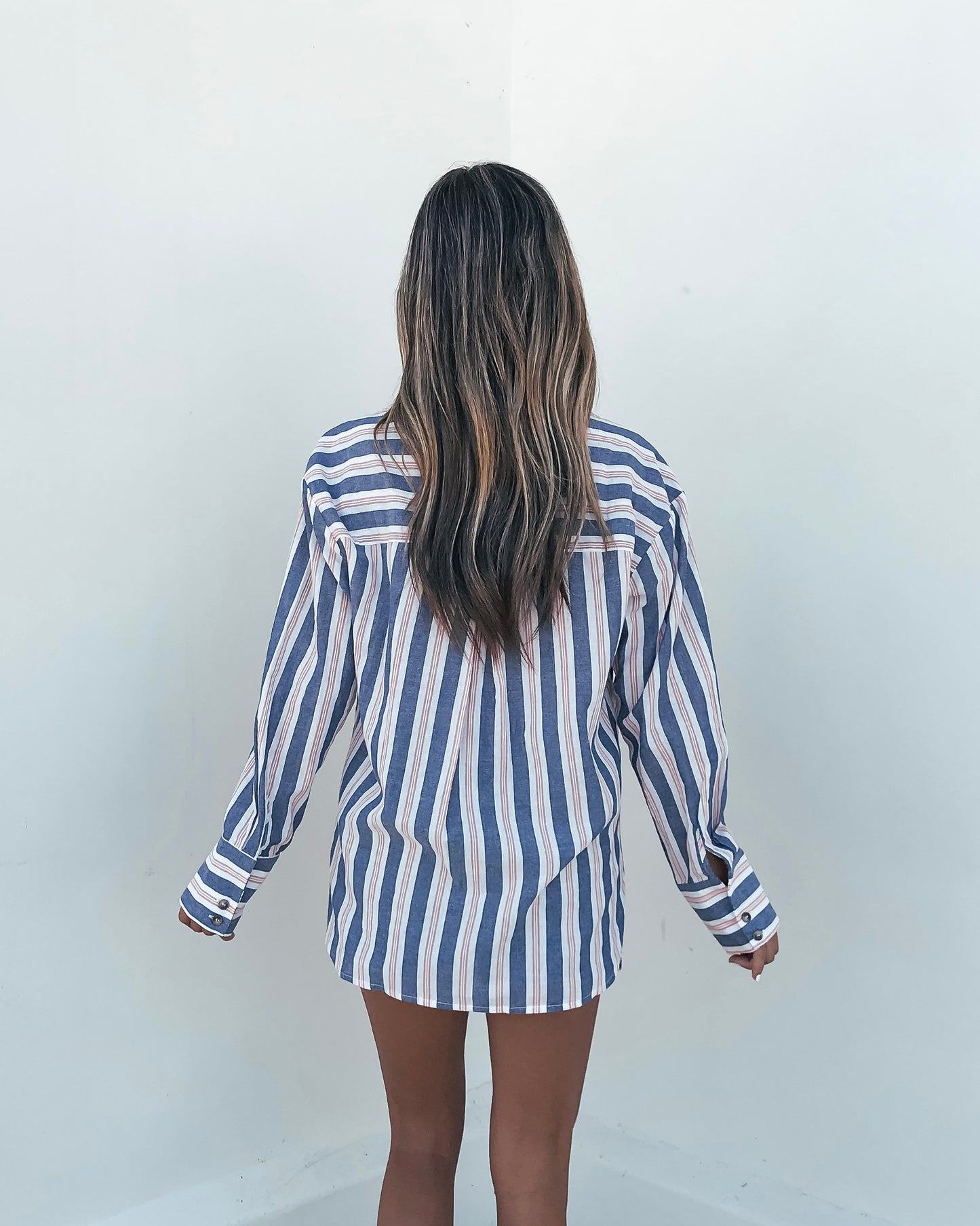 Red White & Blue Striped Button Down Shirt