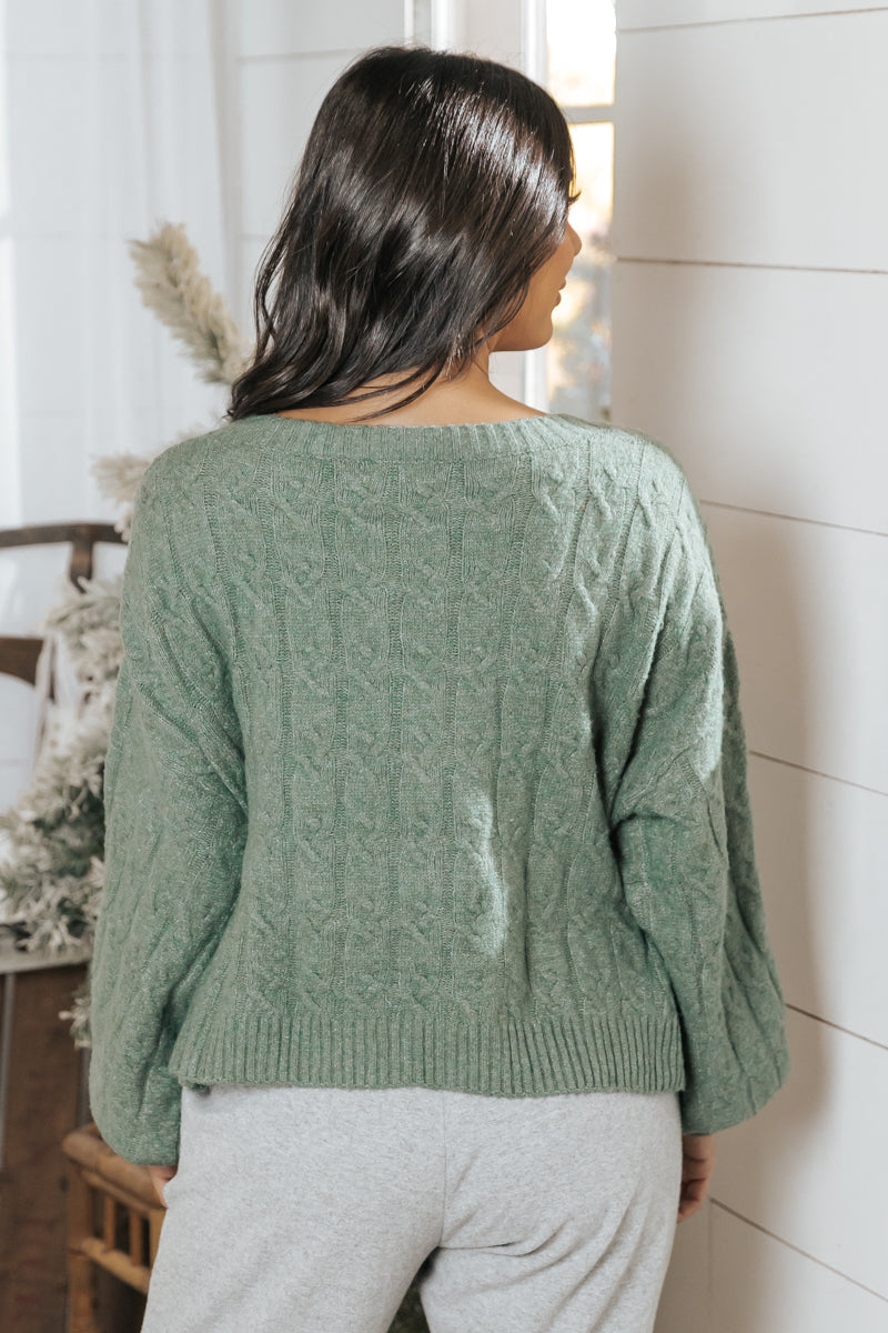 The Winter Cable Knit Sweater - Green - FINAL SALE