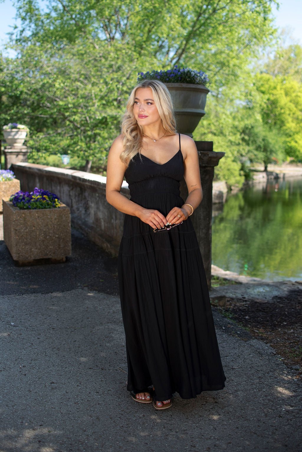 Black Shirred Waist Tiered Maxi Dress | Pre Order - Magnolia Boutique