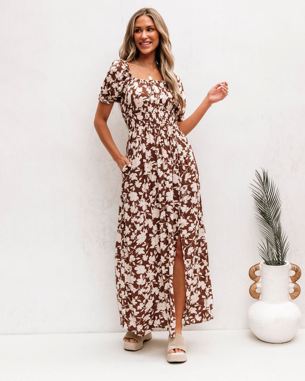 Brown Floral Print Slit Maxi Dress Large | Women's Online Boutique | Boho Chic Style | Magnolia Boutique Brown Floral Print Slit Maxi Dress Large | Women's Online Boutique | Boho Chic Style | Magnolia Boutique