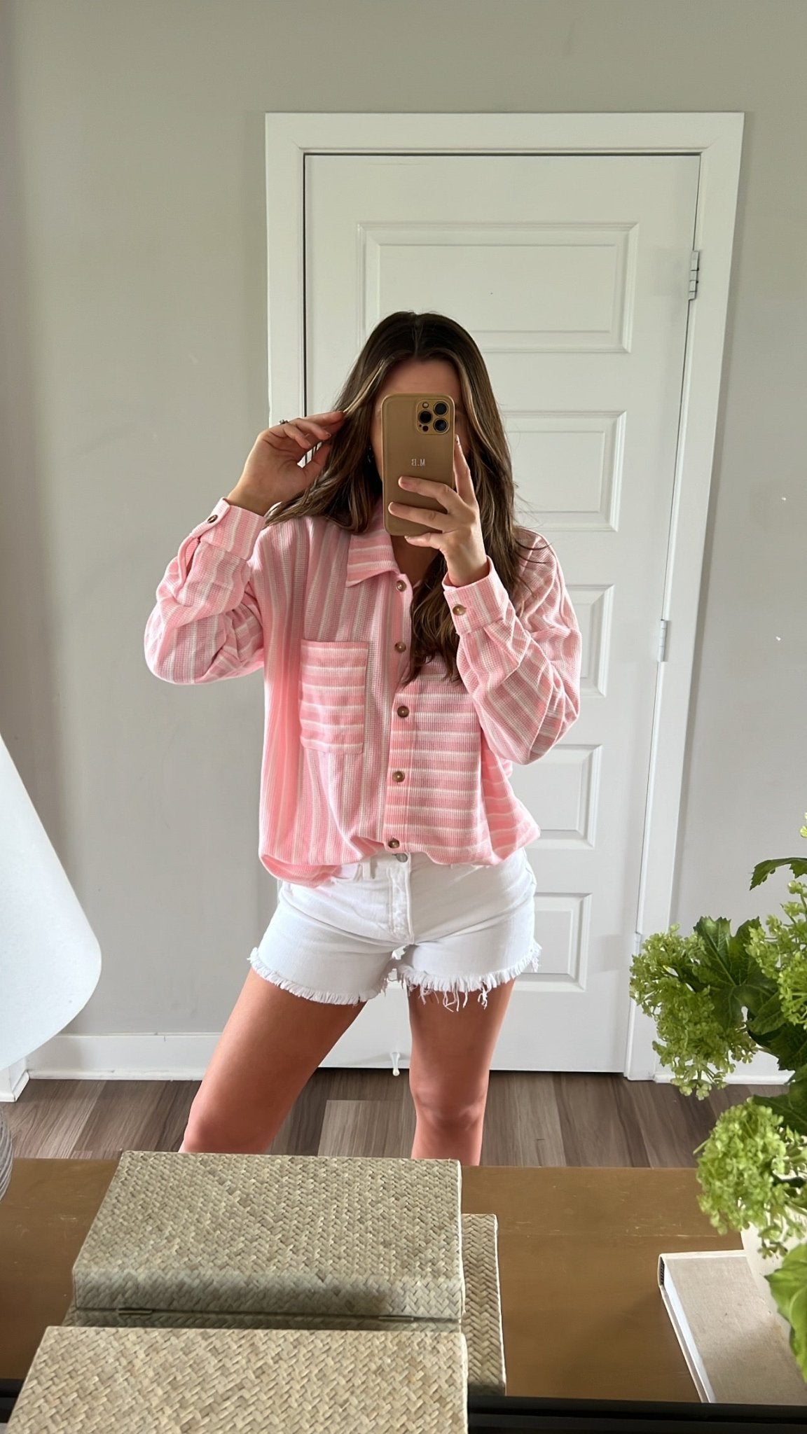 Glenn Pink and White Striped Button Down Top - Magnolia Boutique