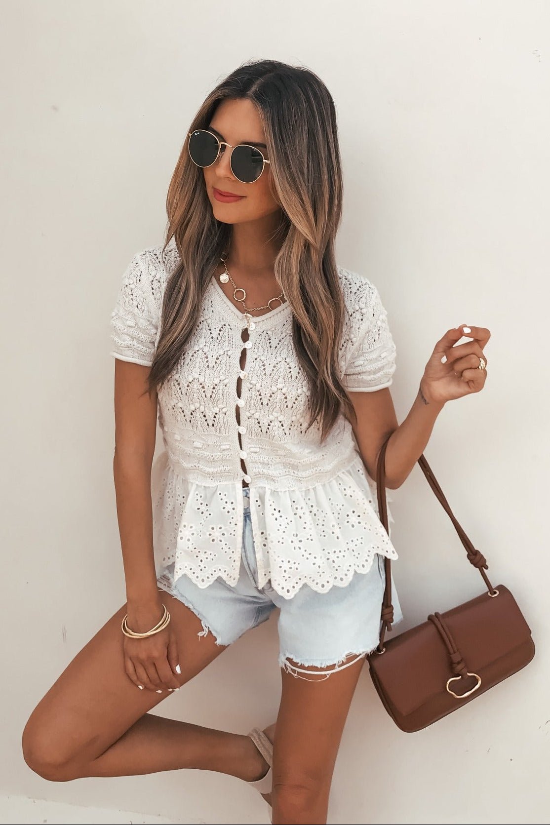 Women's Crochet Peplum Top - Ivory – Magnolia Boutique