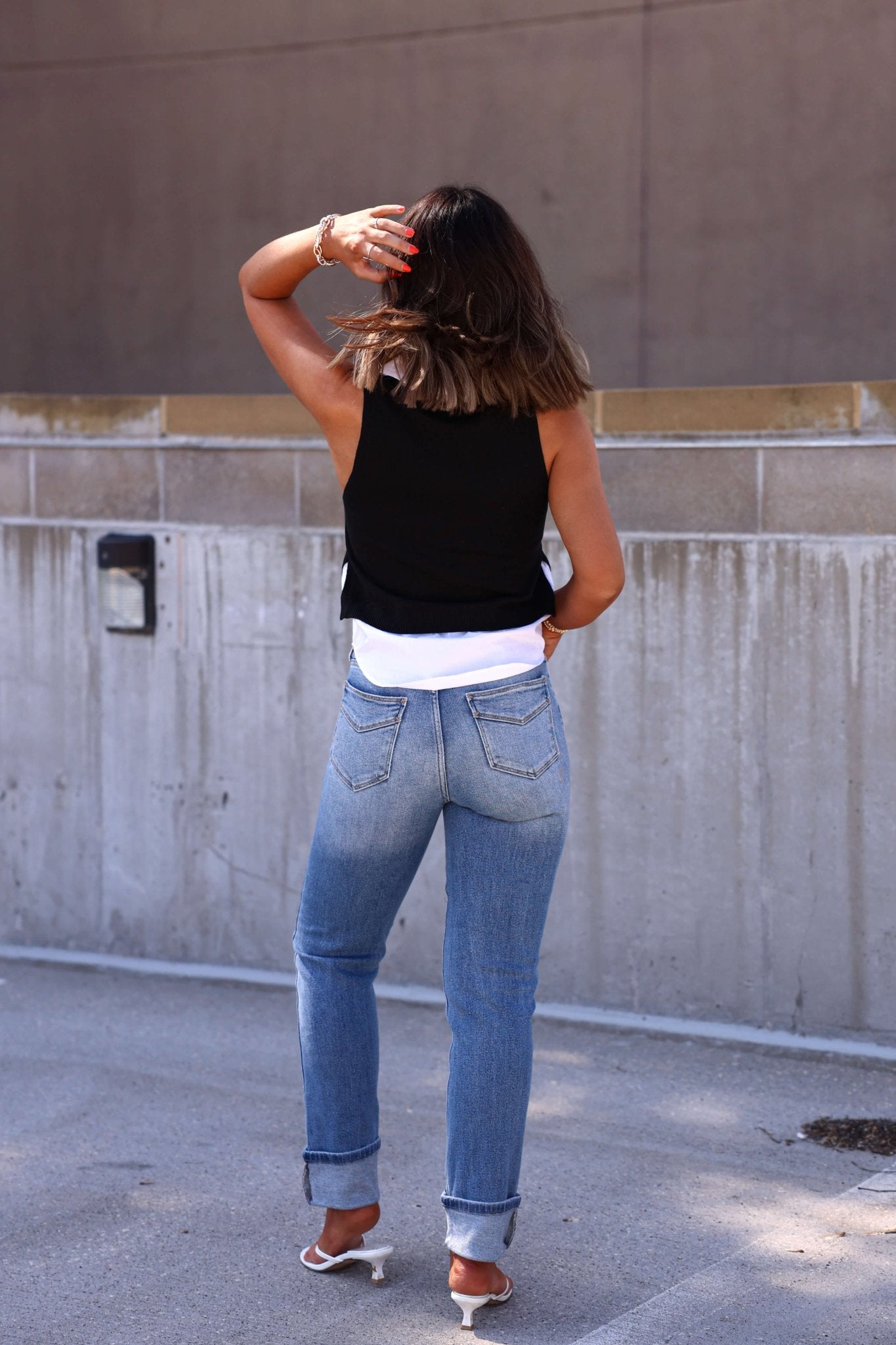 Medium High Rise Straight Cuffed Jeans - Magnolia Boutique