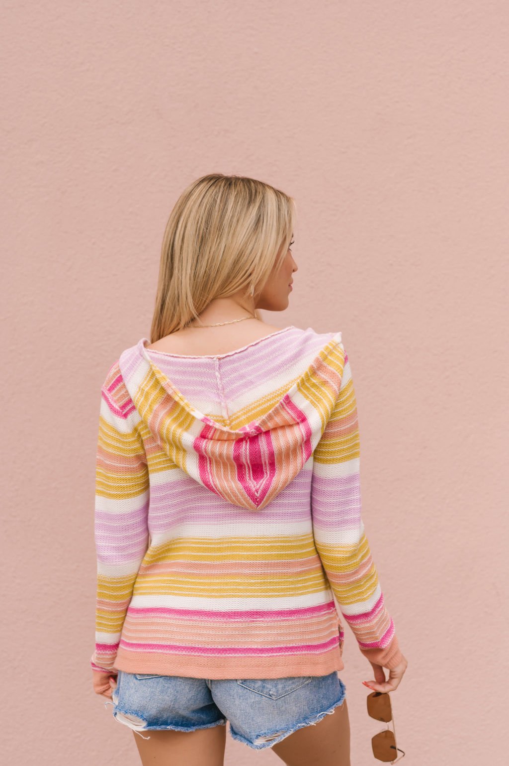 Multi Striped V Neck Hoodie Sweater - Magnolia Boutique