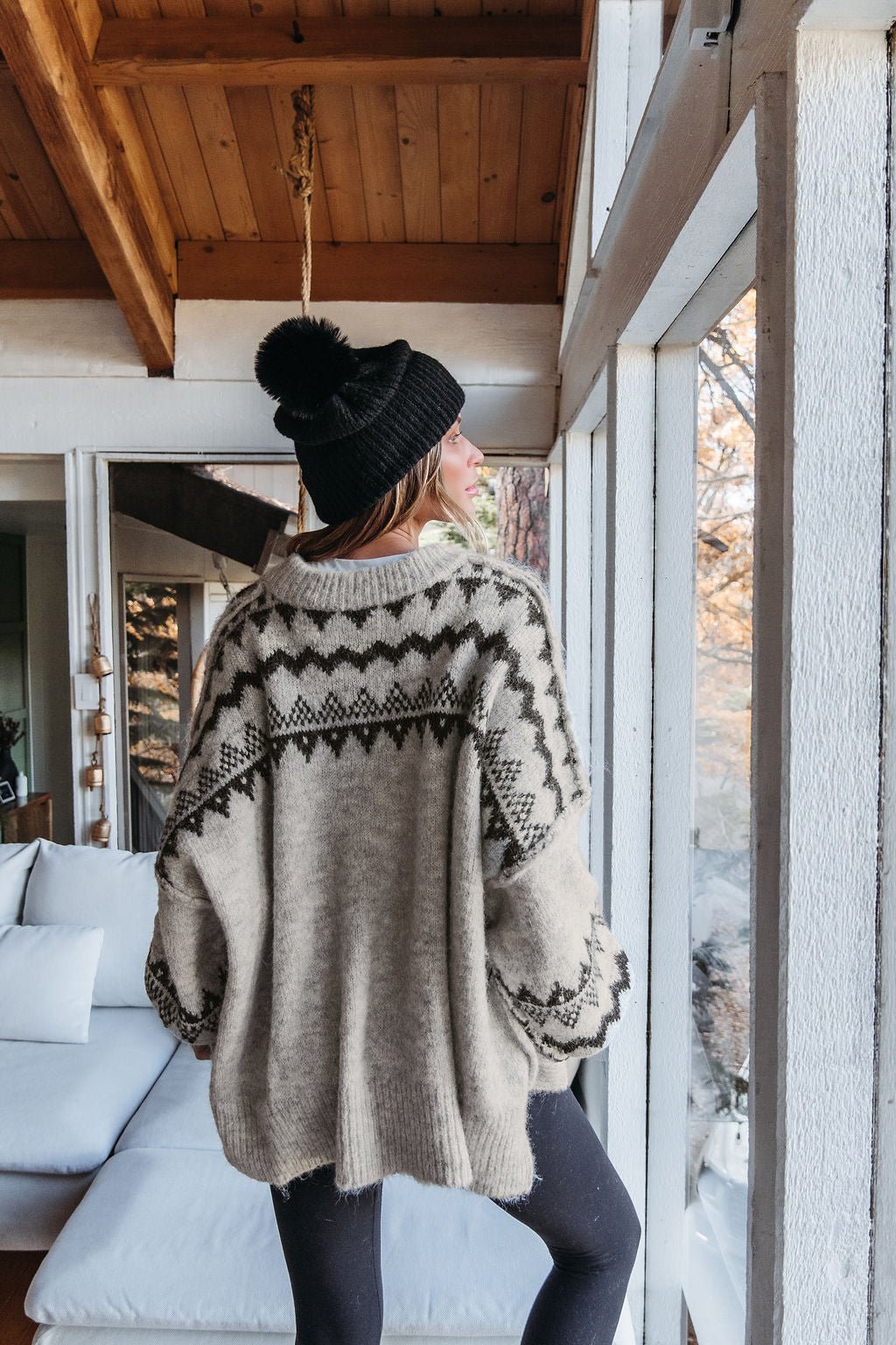 Oversized Mocha Fair Isle Pullover Sweater - Magnolia Boutique