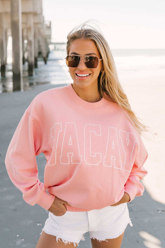 Peach Cotton Vacay Graphic Sweatshirt - Magnolia Boutique