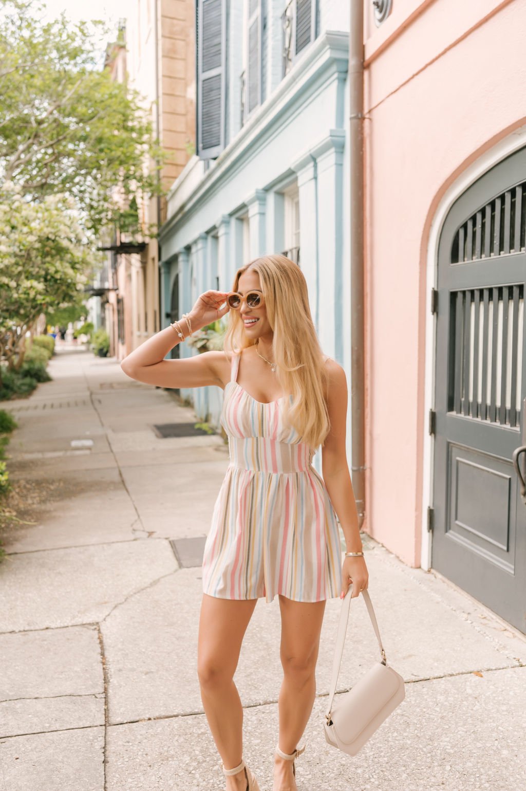 Pink Sweetheart Striped Romper - Magnolia Boutique