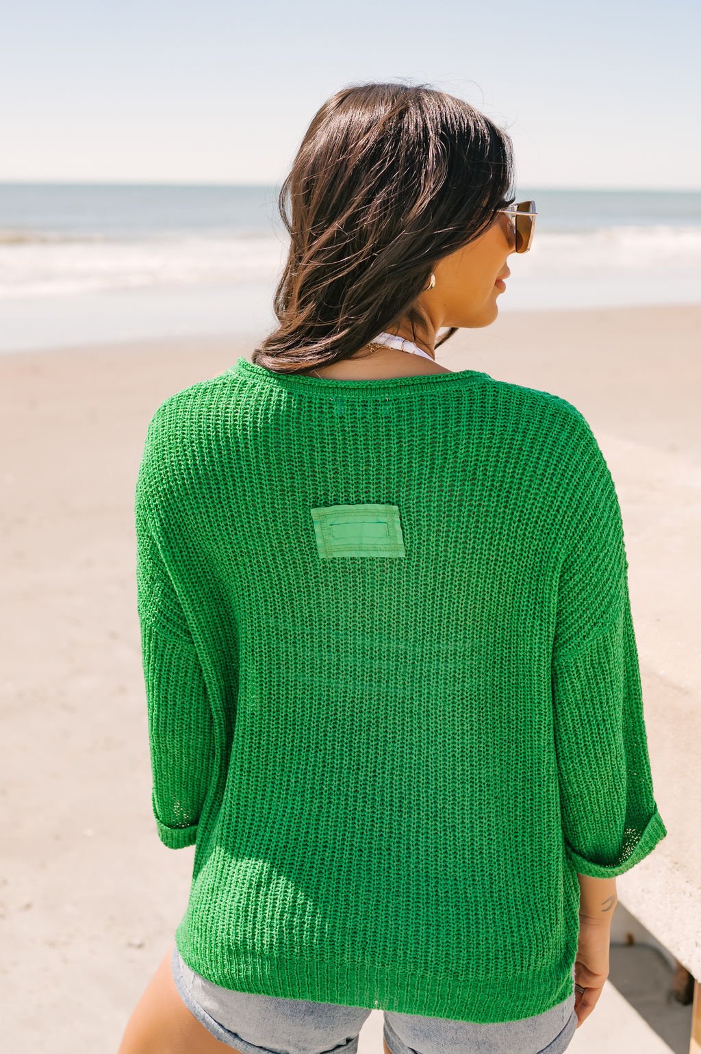 Sea Green V Neck Ribbed Sweater - Magnolia Boutique
