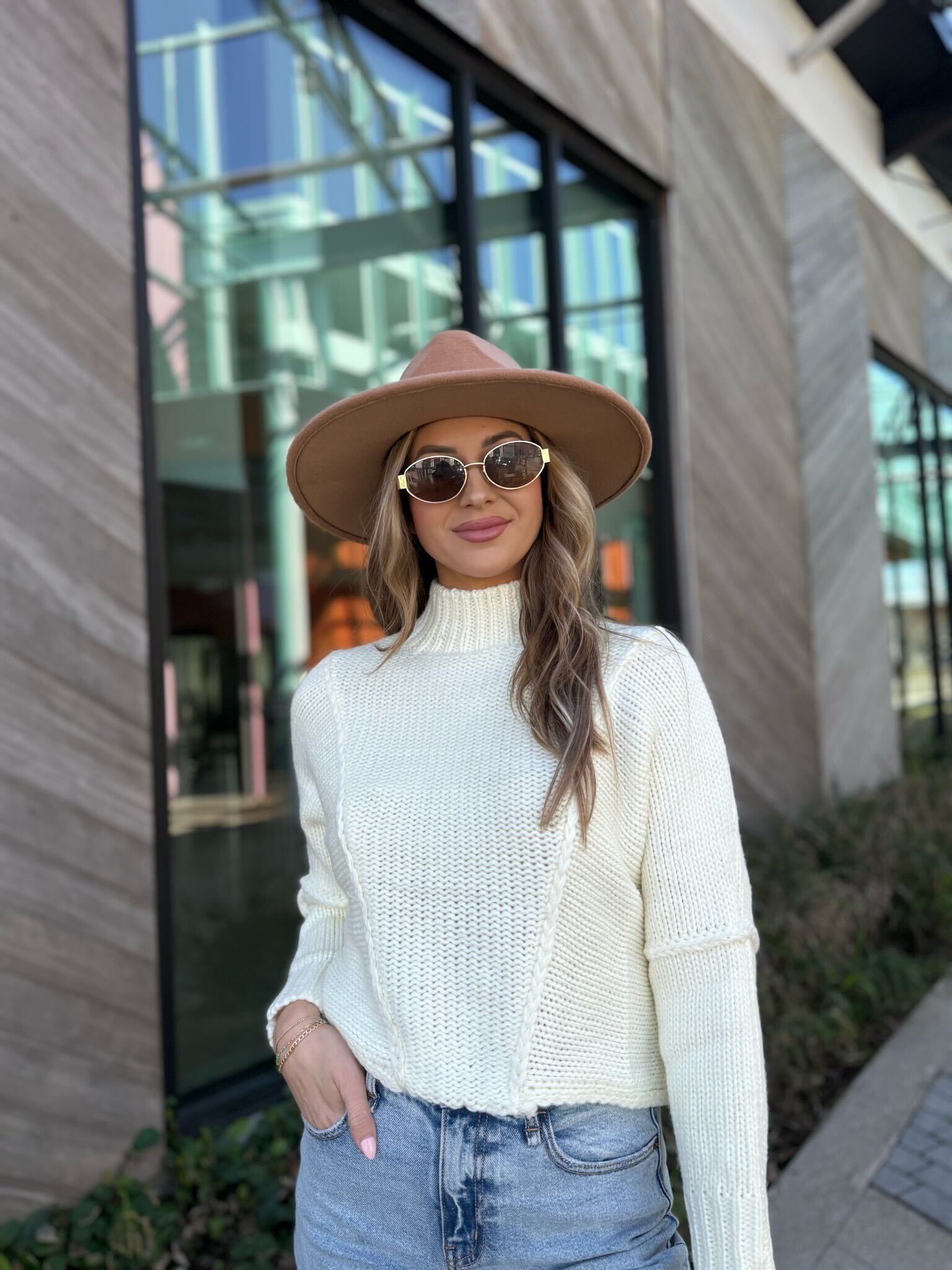 Seam Detail Mock Neck Sweater Cream FINAL SALE – Magnolia Boutique