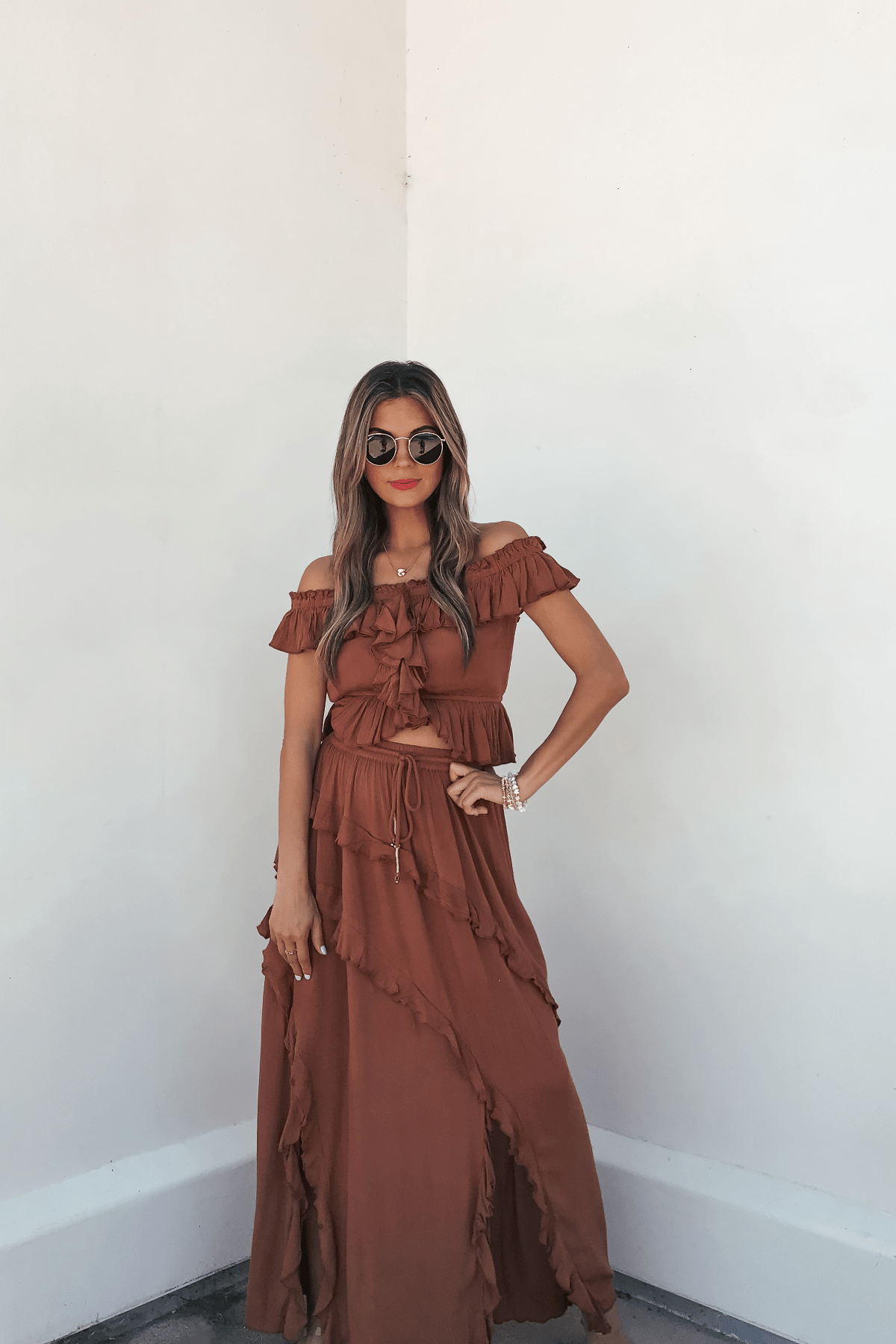 Vintage Havana Terracotta Off The Shoulder Top FINAL SALE