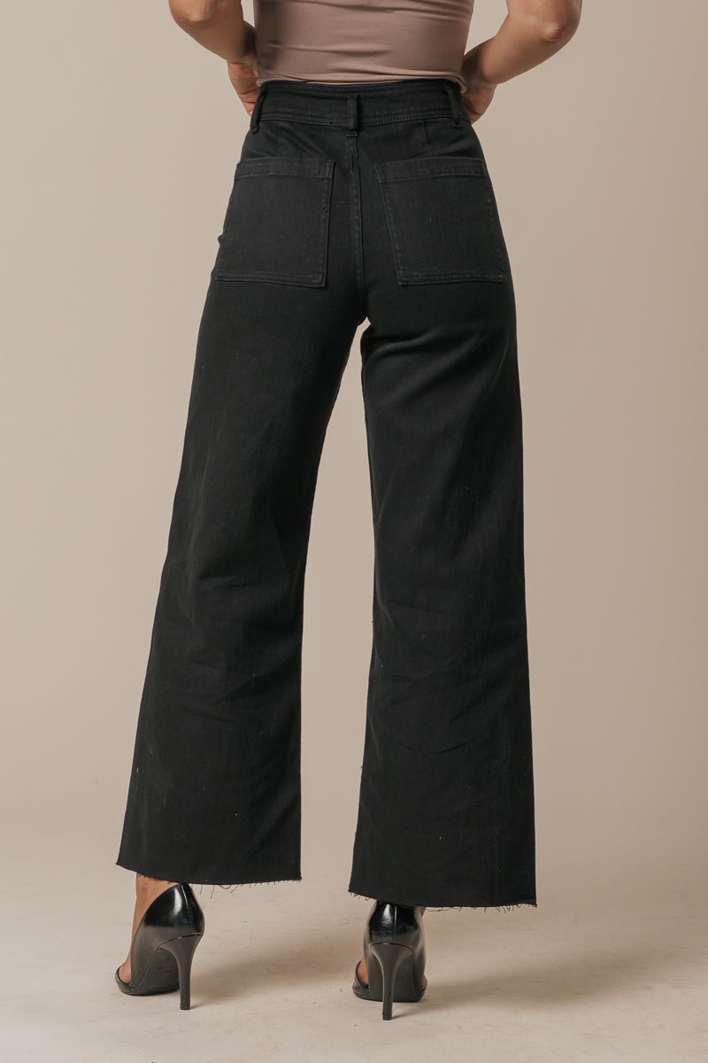 Black Straight Wide Leg Pants - Magnolia Boutique