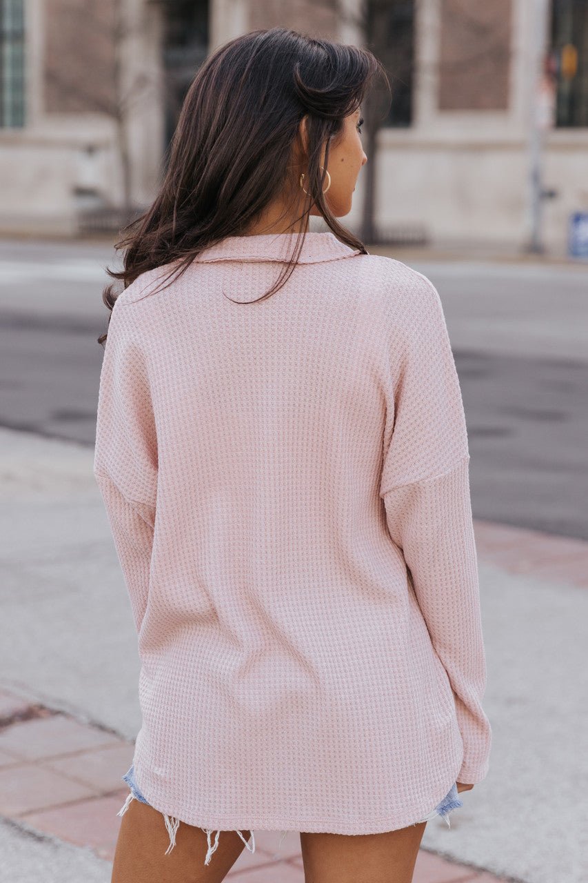 Blush Waffle Knit Shacket - Magnolia Boutique