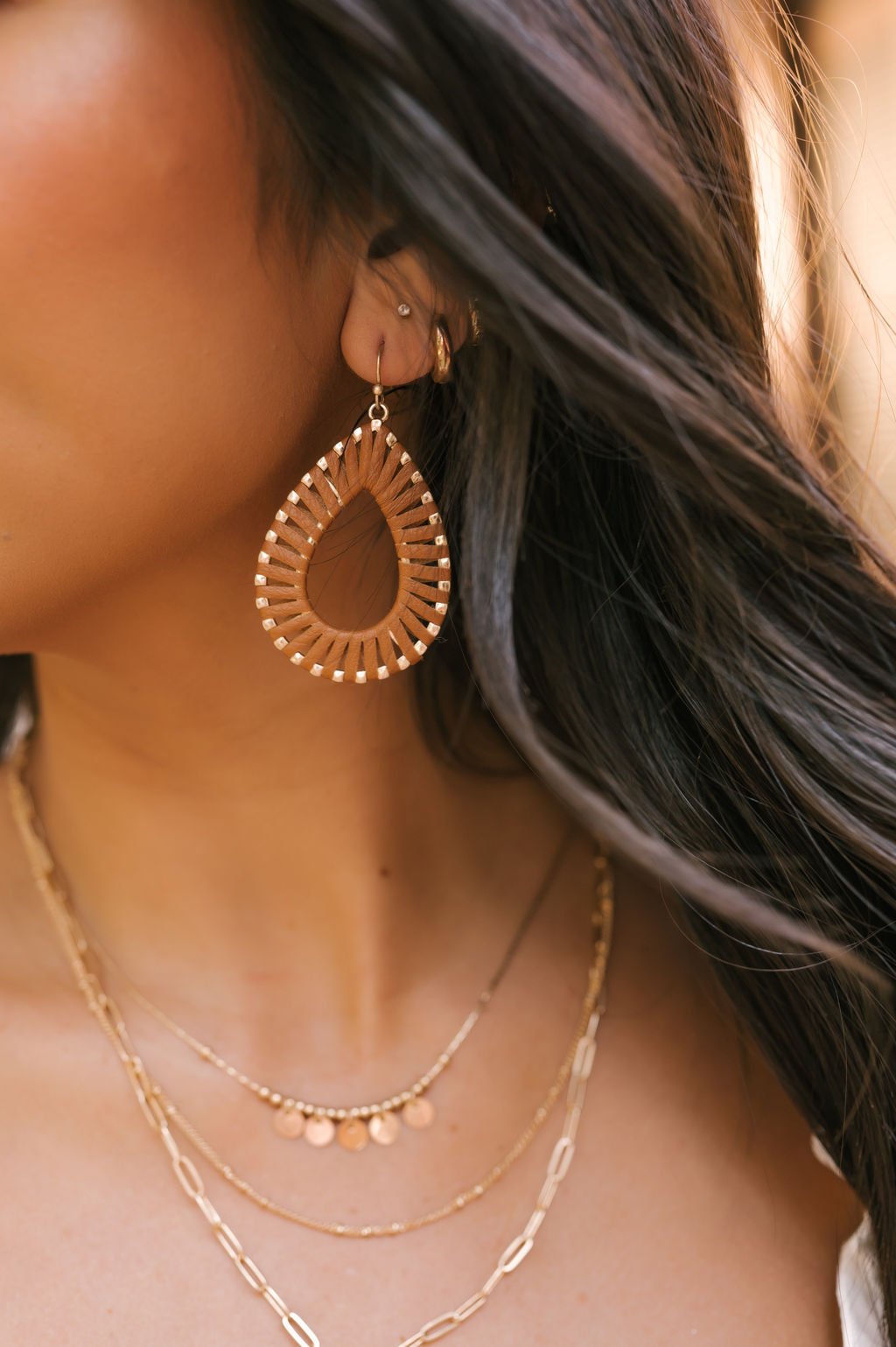 Brown Faux Leather Teardrop Earrings - Magnolia Boutique
