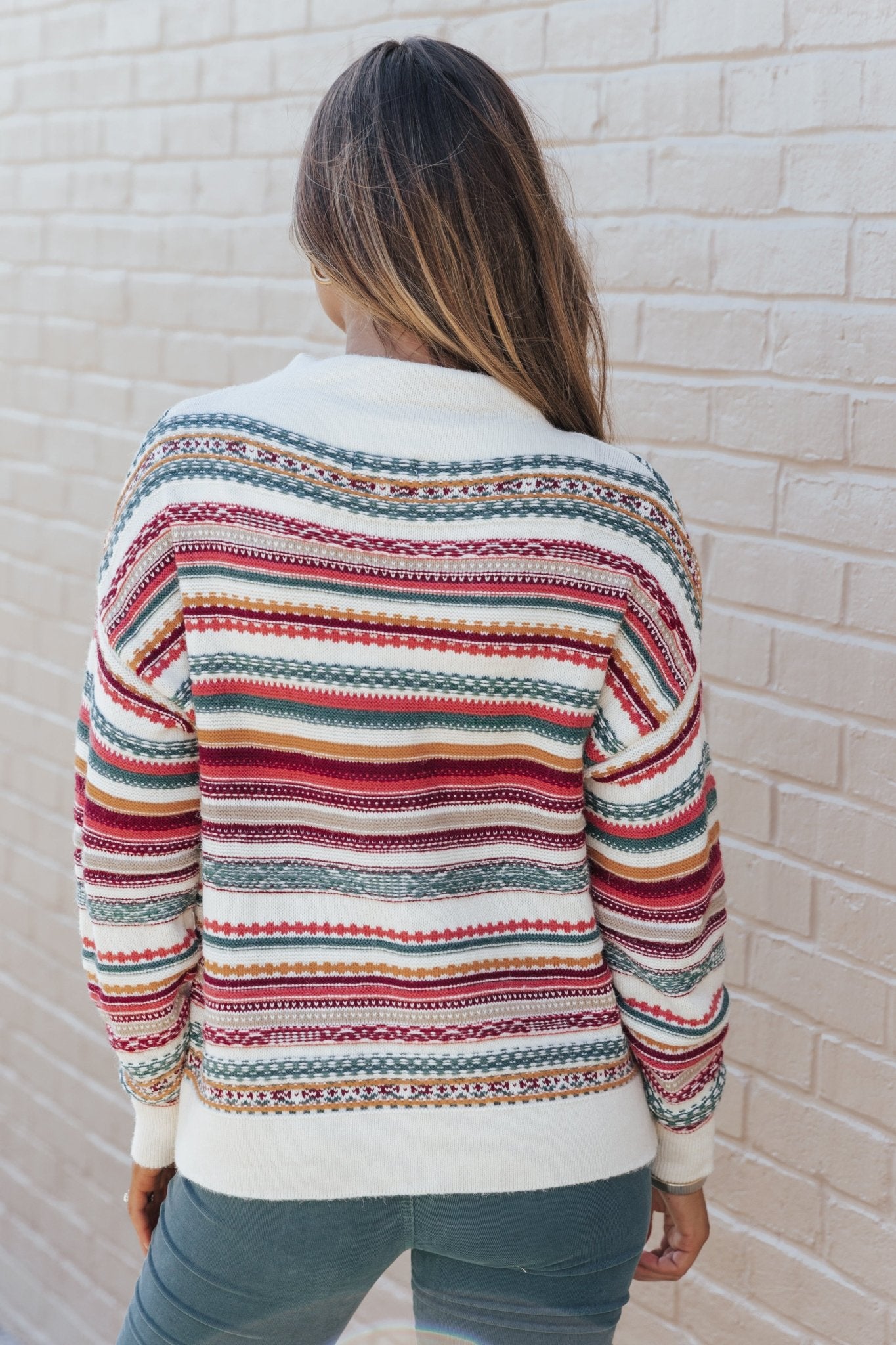 Burgundy Fair Isle Pattern Pullover Sweater - Magnolia Boutique