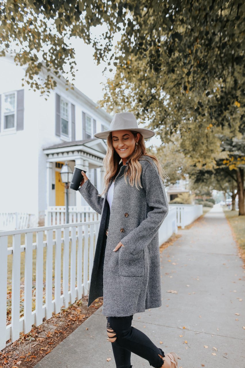 Button Detail Charcoal Two Tone Cardigan - FINAL SALE - Magnolia Boutique