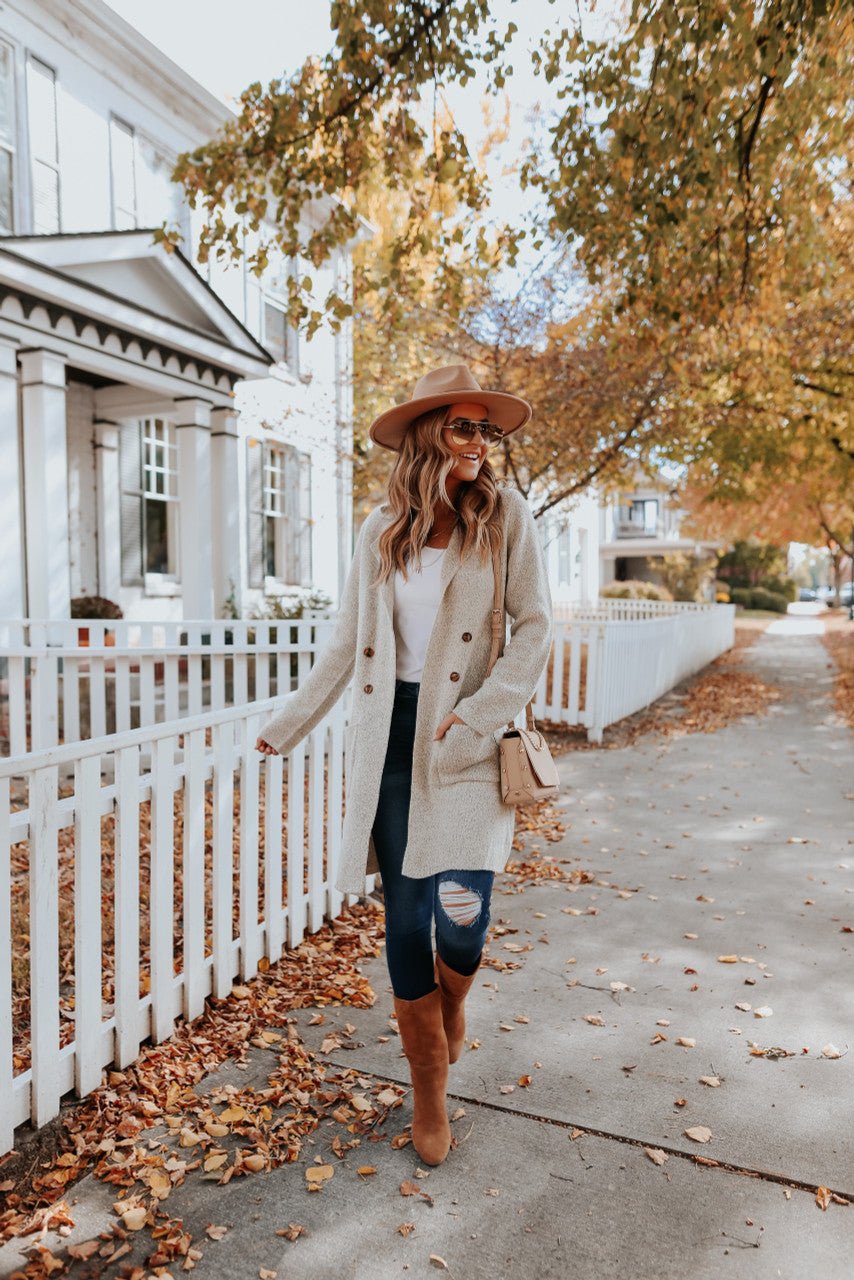Button Detail Oatmeal Two Tone Cardigan - FINAL SALE - Magnolia Boutique