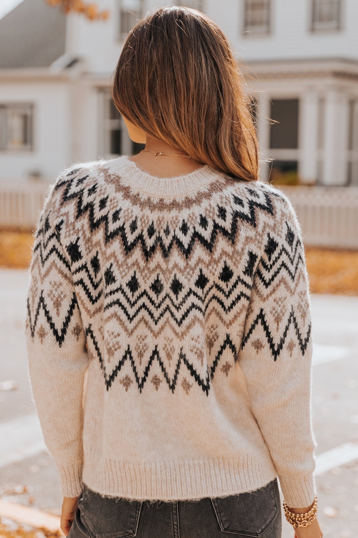 Carolina Beige Fair Isle Crewneck Sweater - Magnolia Boutique