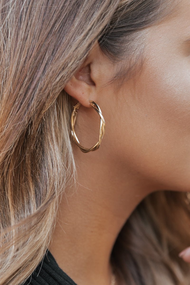 Gold Twist Hoop Earrings | Magnolia Boutique