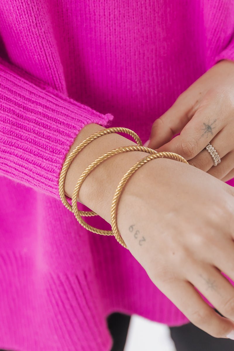 Gold Twisted Bangle Bracelet Set - FINAL SALE – Magnolia Boutique