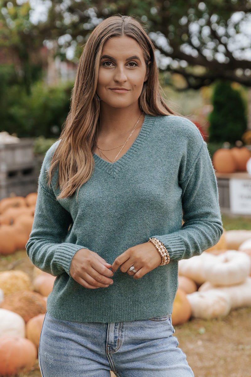 Jade V Neck Ribbed Sweater - Magnolia Boutique