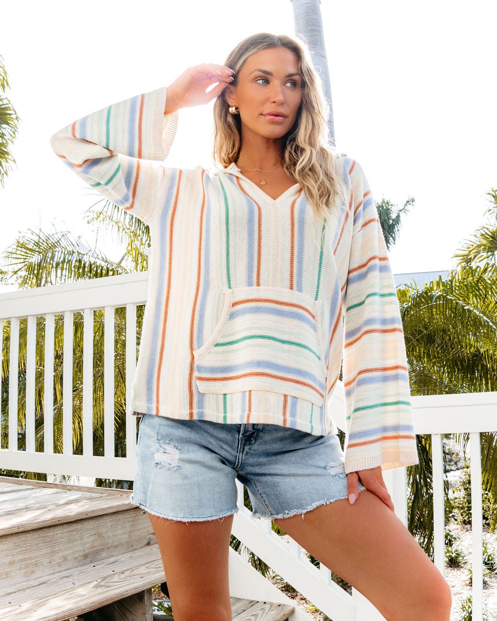 Multi Stripe Hooded Sweater - Magnolia Boutique