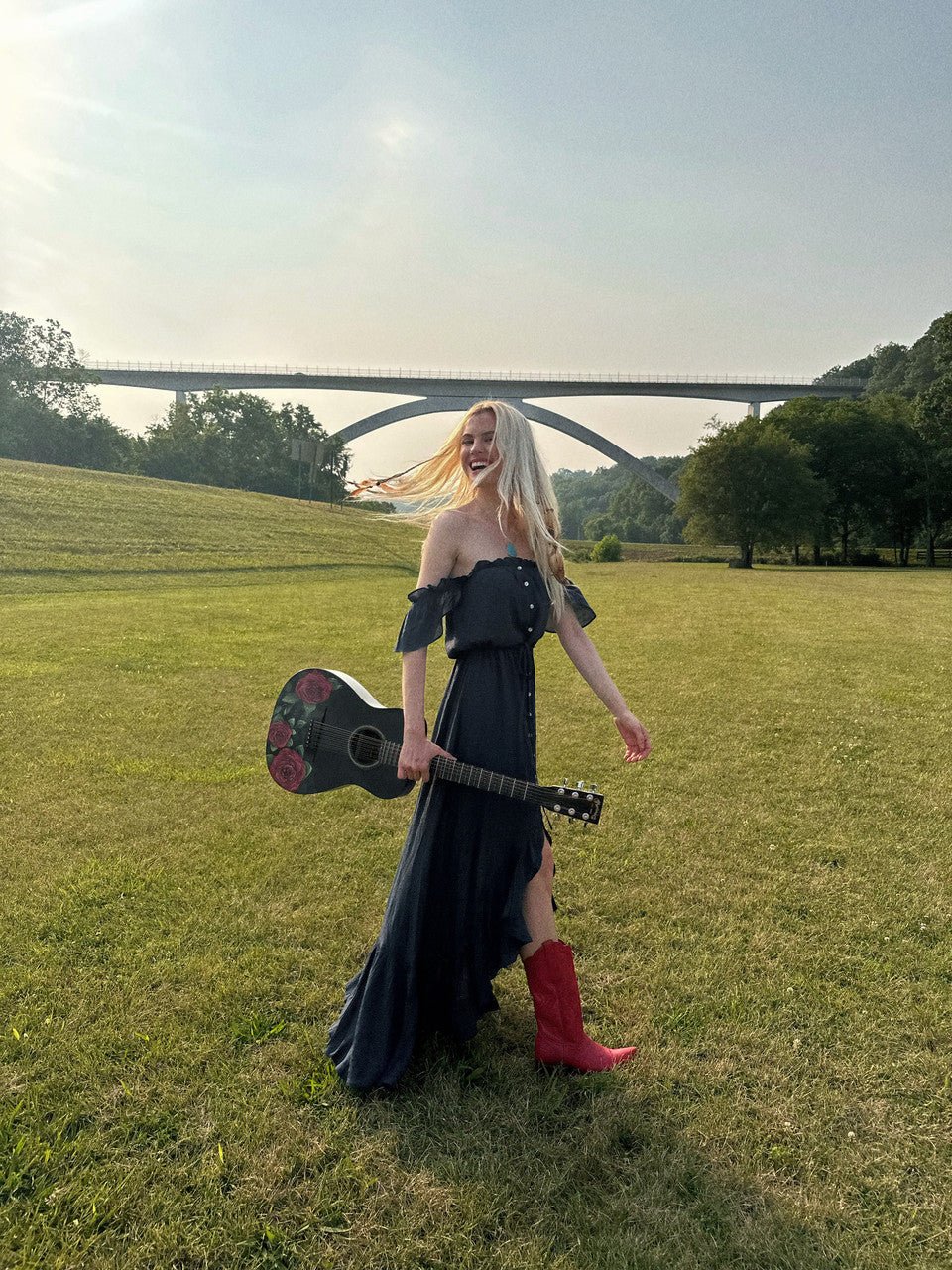 Off the Shoulder Button Down High Low Maxi - Navy - Magnolia Boutique