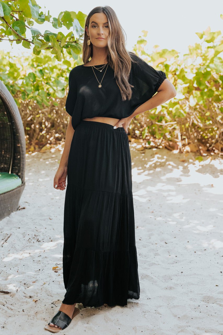 Sunrise Short Sleeve Top & Maxi Skirt Black Set L | Women's Online Boutique | Boho Chic Style | Magnolia Boutique Sunrise Short Sleeve Top & Maxi Skirt Black Set L | Women's Online Boutique | Boho Chic Style | Magnolia Boutique
