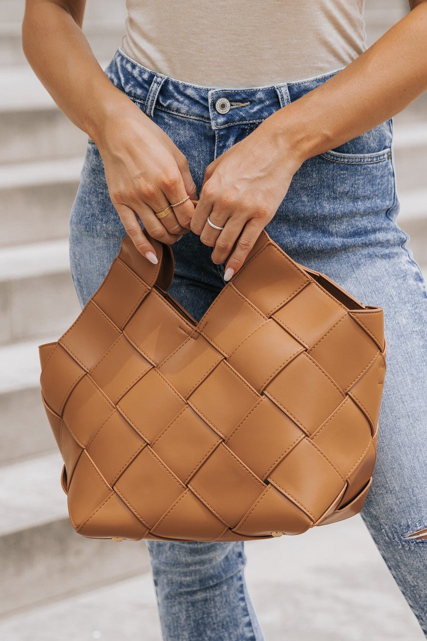Tan Adeline Vegan Leather Woven Tote Bag – Magnolia Boutique