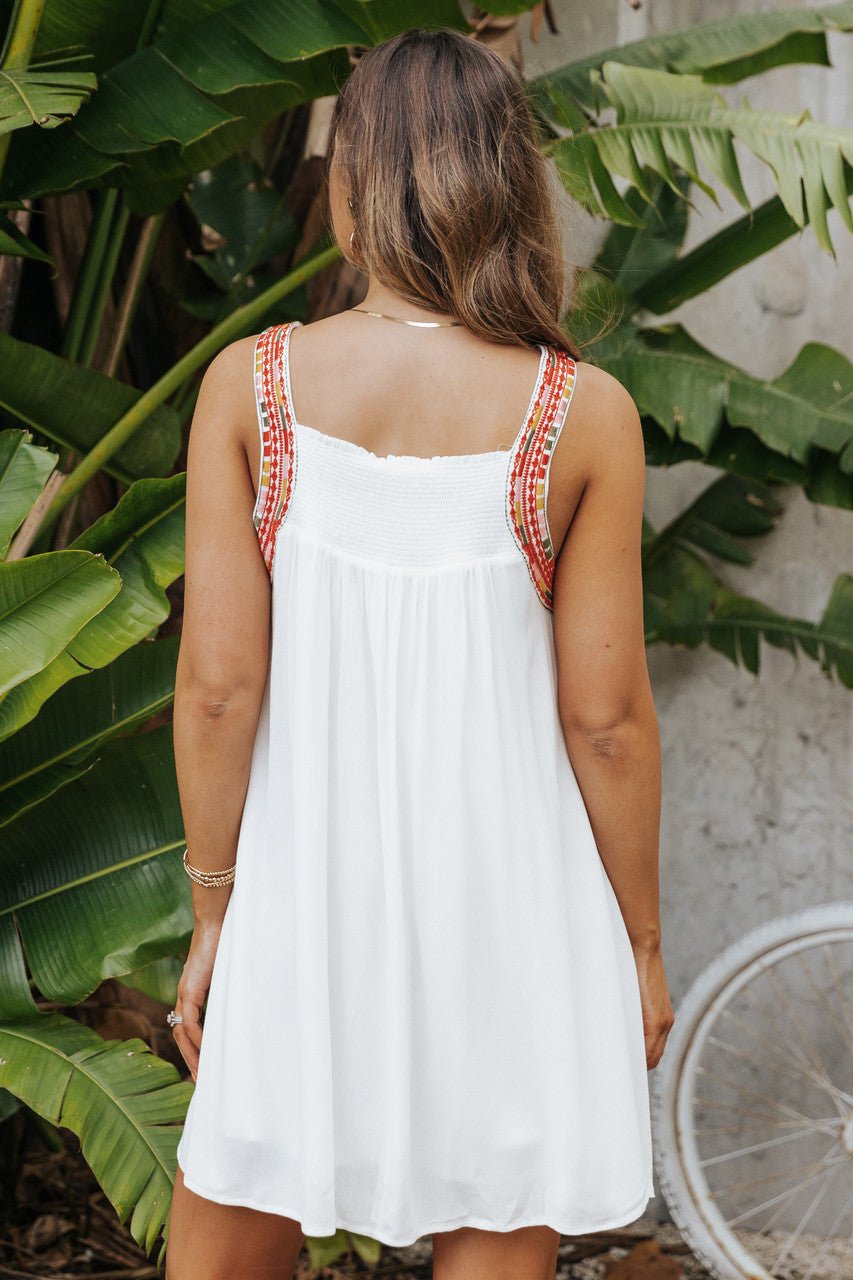 White Embroidered Flare Mini Dress - FINAL SALE - Magnolia Boutique