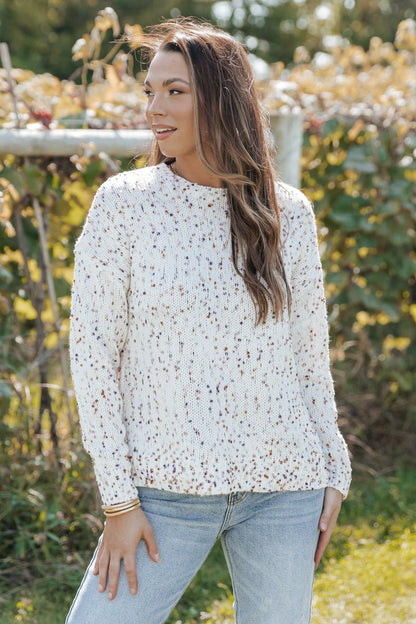 White Multi Color Pom Pom Pullover Sweater - Magnolia Boutique