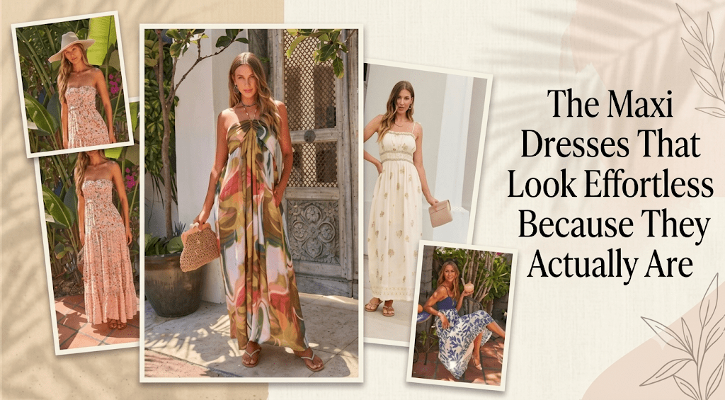 Women's maxi dresses in floral, printed, and sleeveless styles for effortless summer outfits | Magnolia Boutique
