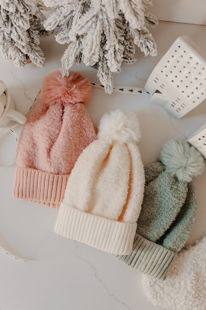 Faux Fur Teddy Pom Beanie