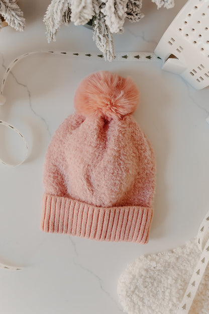 Faux Fur Teddy Pom Beanie