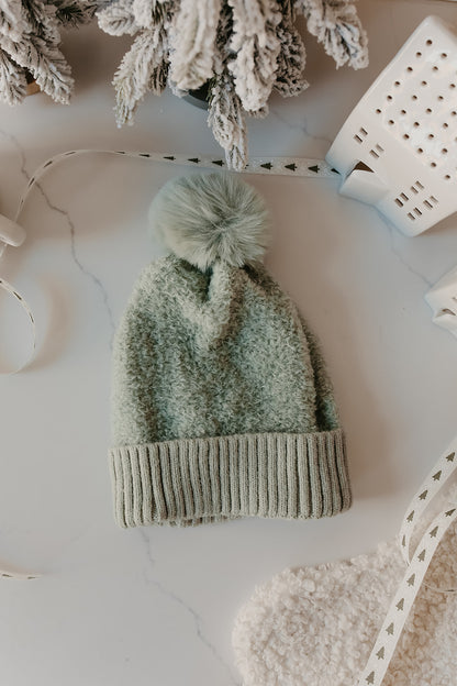 Faux Fur Teddy Pom Beanie