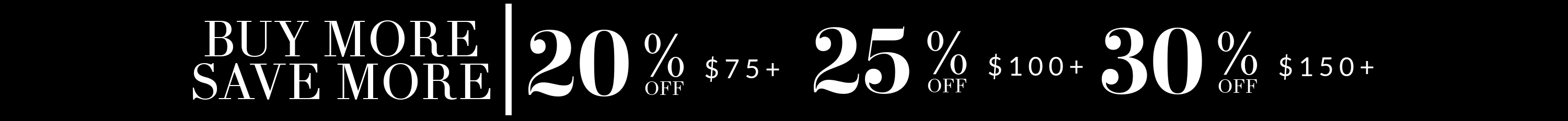 Promotional text indicating varying discount percentages based on purchase amount.