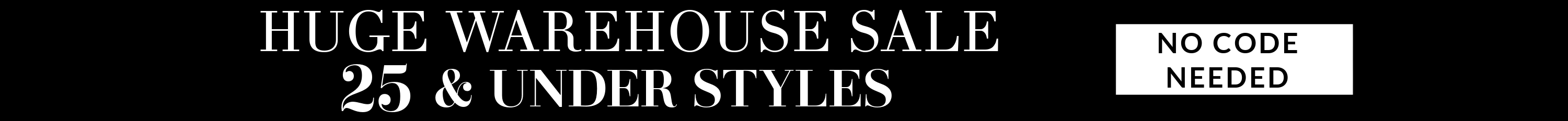 Warehouse sale sign with text and a black background