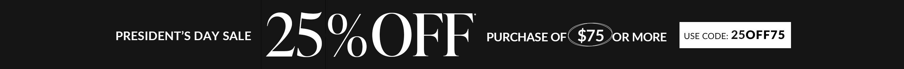 Valentine's Day sale banner with 25% off discount offer.