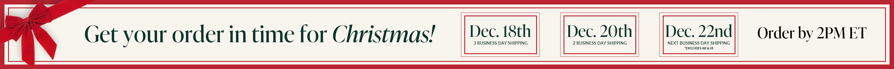 Promotional text for a Christmas deadline with dates and action required.