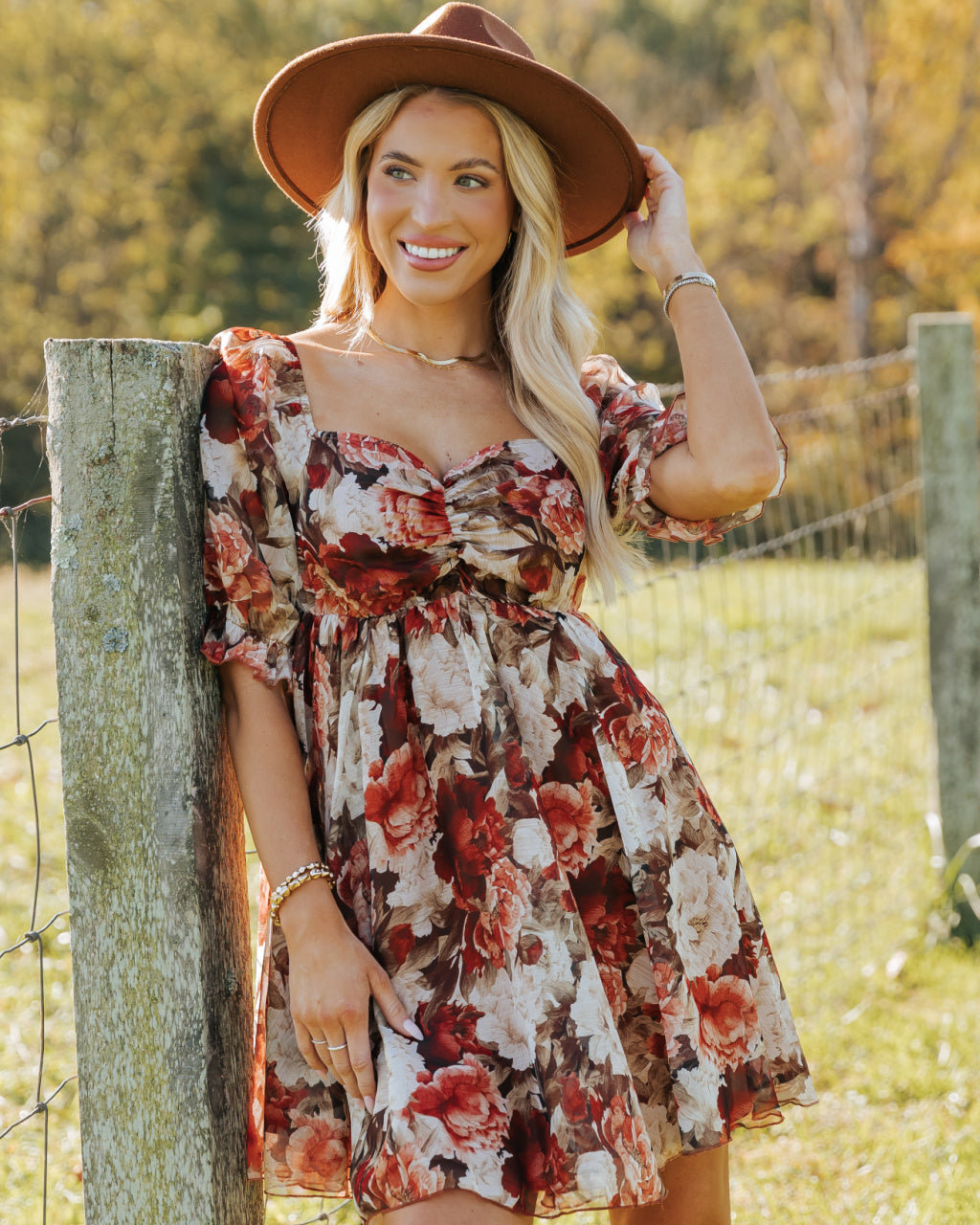 Multi Floral Print Sweetheart Mini Dress