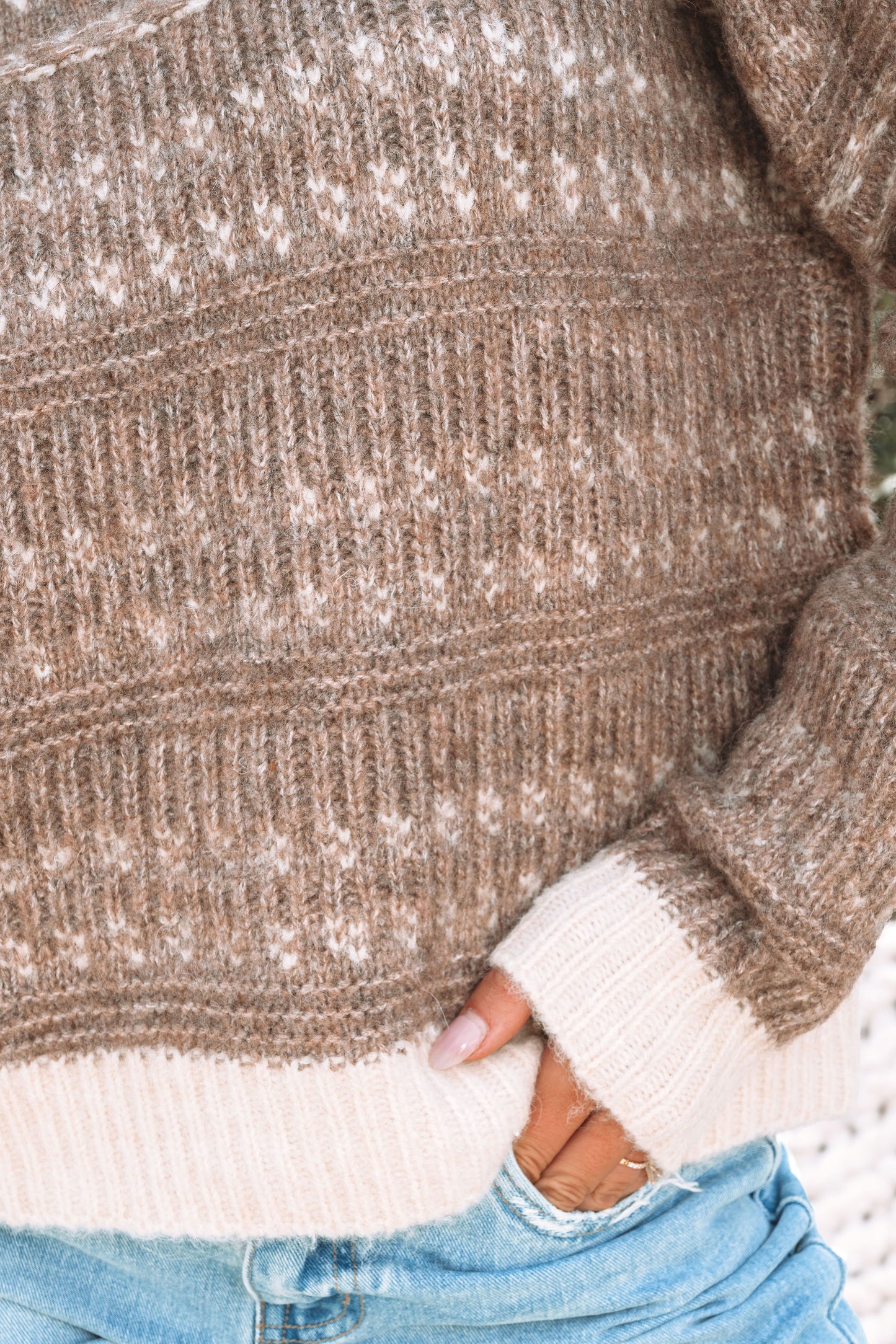 Mocha Fair Isle Pullover Sweater