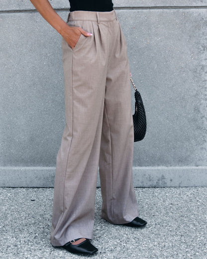 On Your Way Neutral Beige Pleated Trousers - FINAL SALE