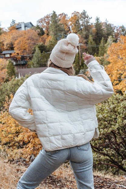 White Zip Up Puffer Jacket