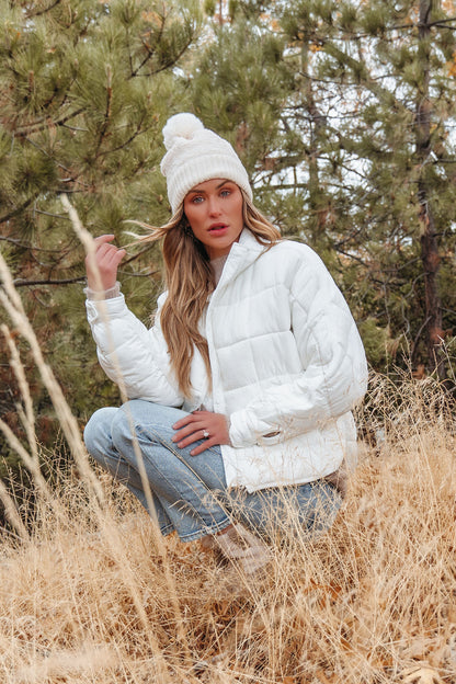 White Zip Up Puffer Jacket