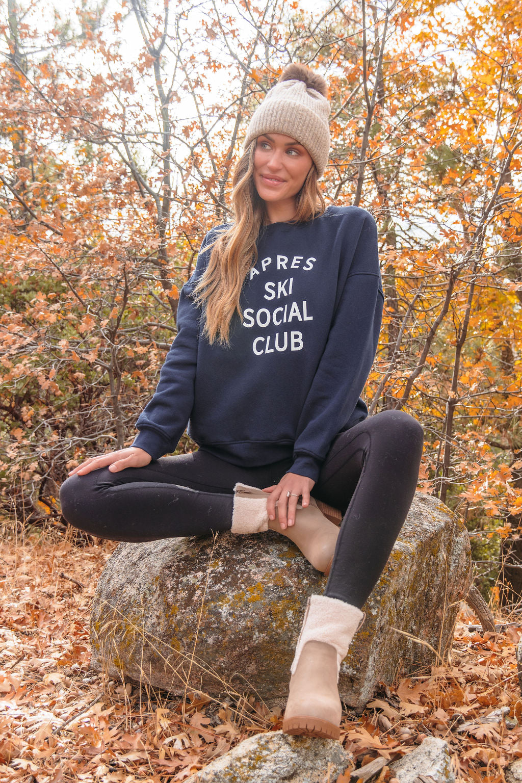 Navy Apres Ski Graphic Sweatshirt