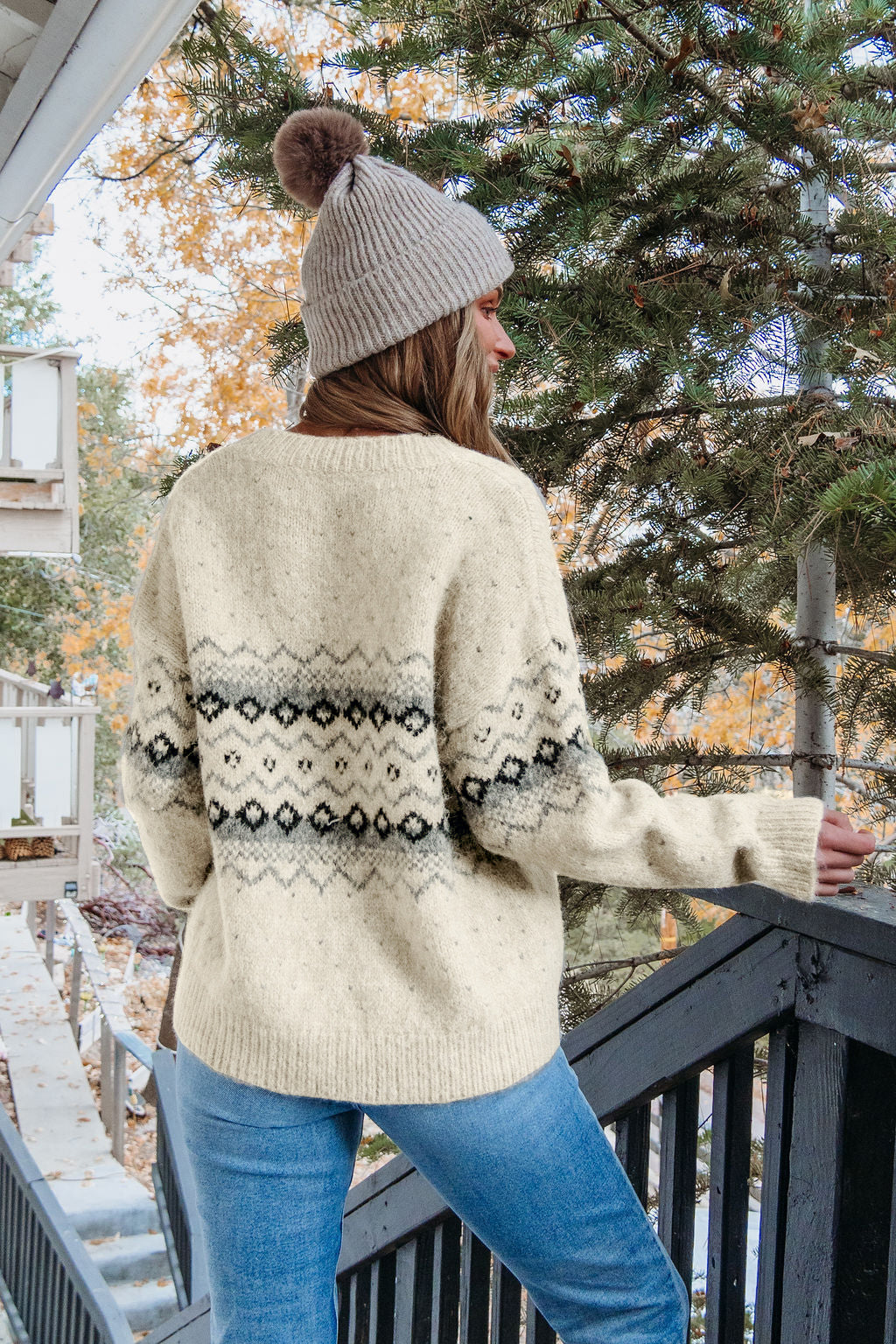 Cream Aztec Print Sweater Cardigan