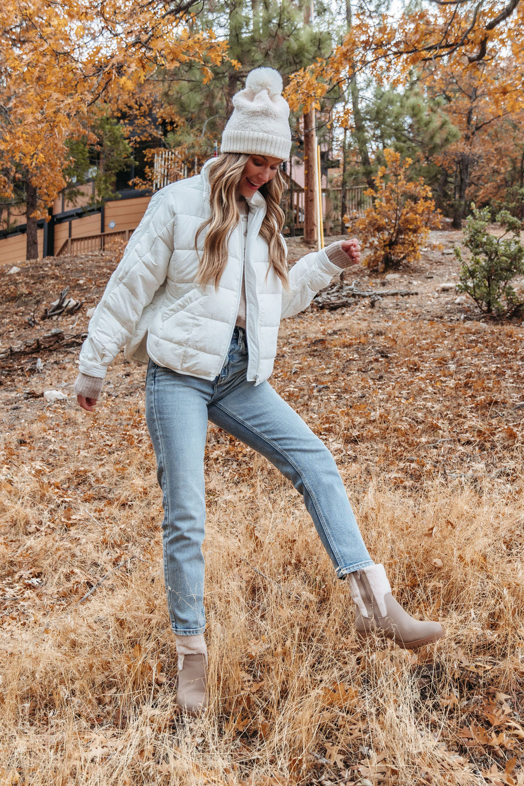 White Zip Up Puffer Jacket