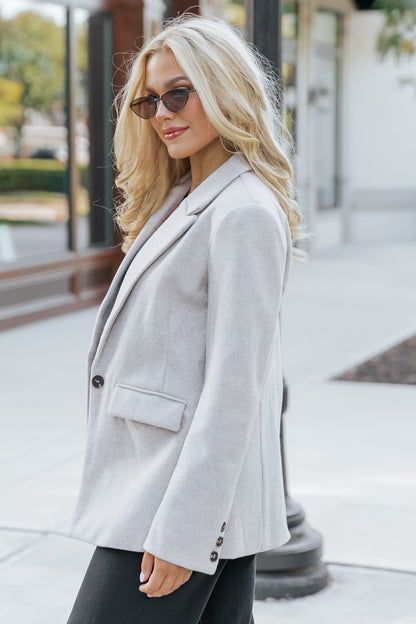 Make An Impression Blazer Coat - Oatmeal