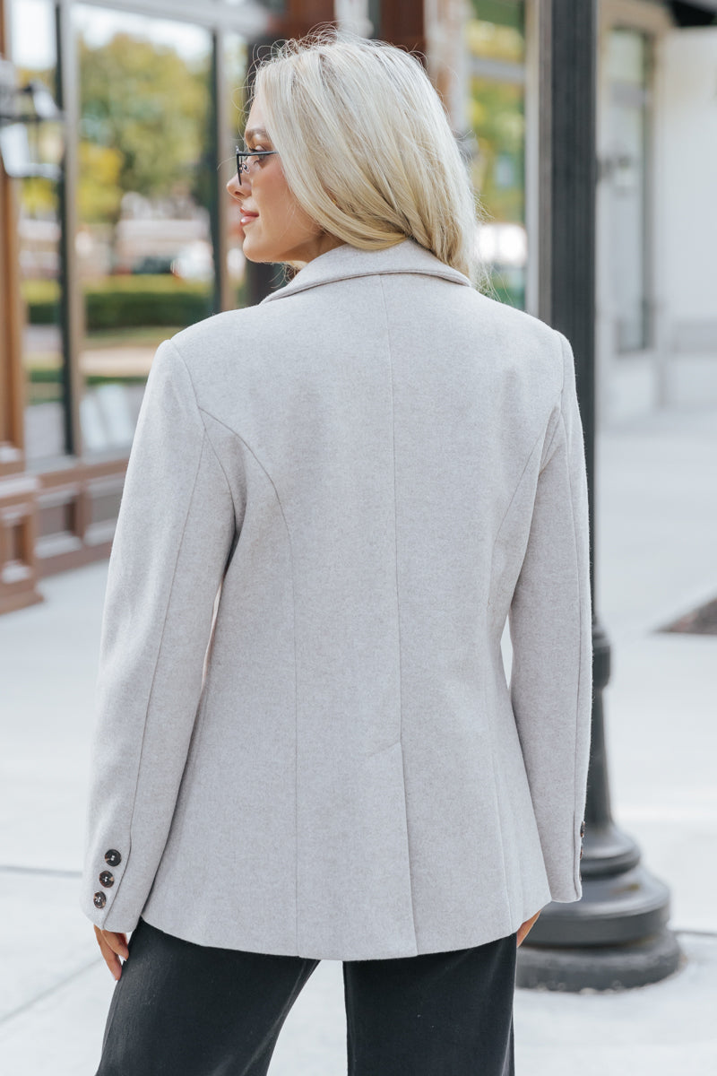 Make An Impression Blazer Coat - Oatmeal