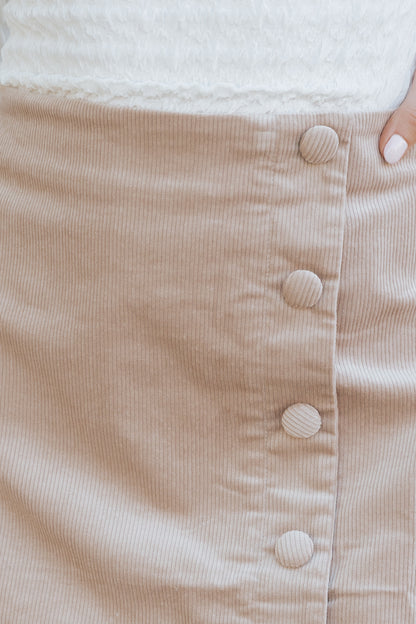 Light Tan Corduroy Mini Skirt