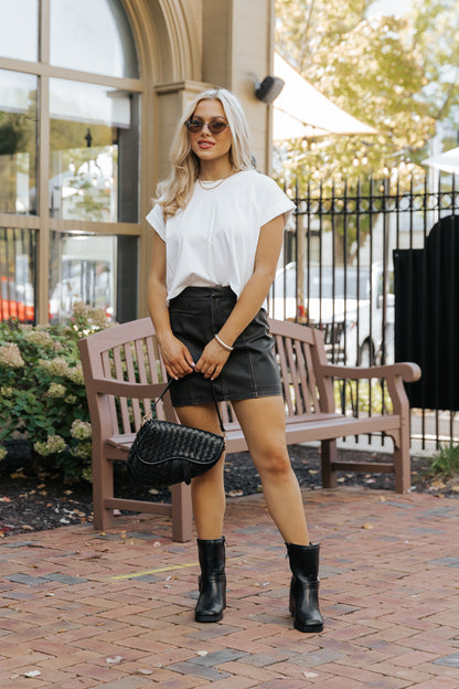 Dark Brown Faux Leather Mini Skirt